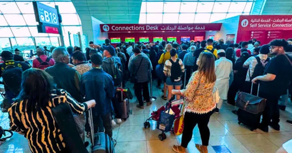Dubai floodings: passengers waiting in airport